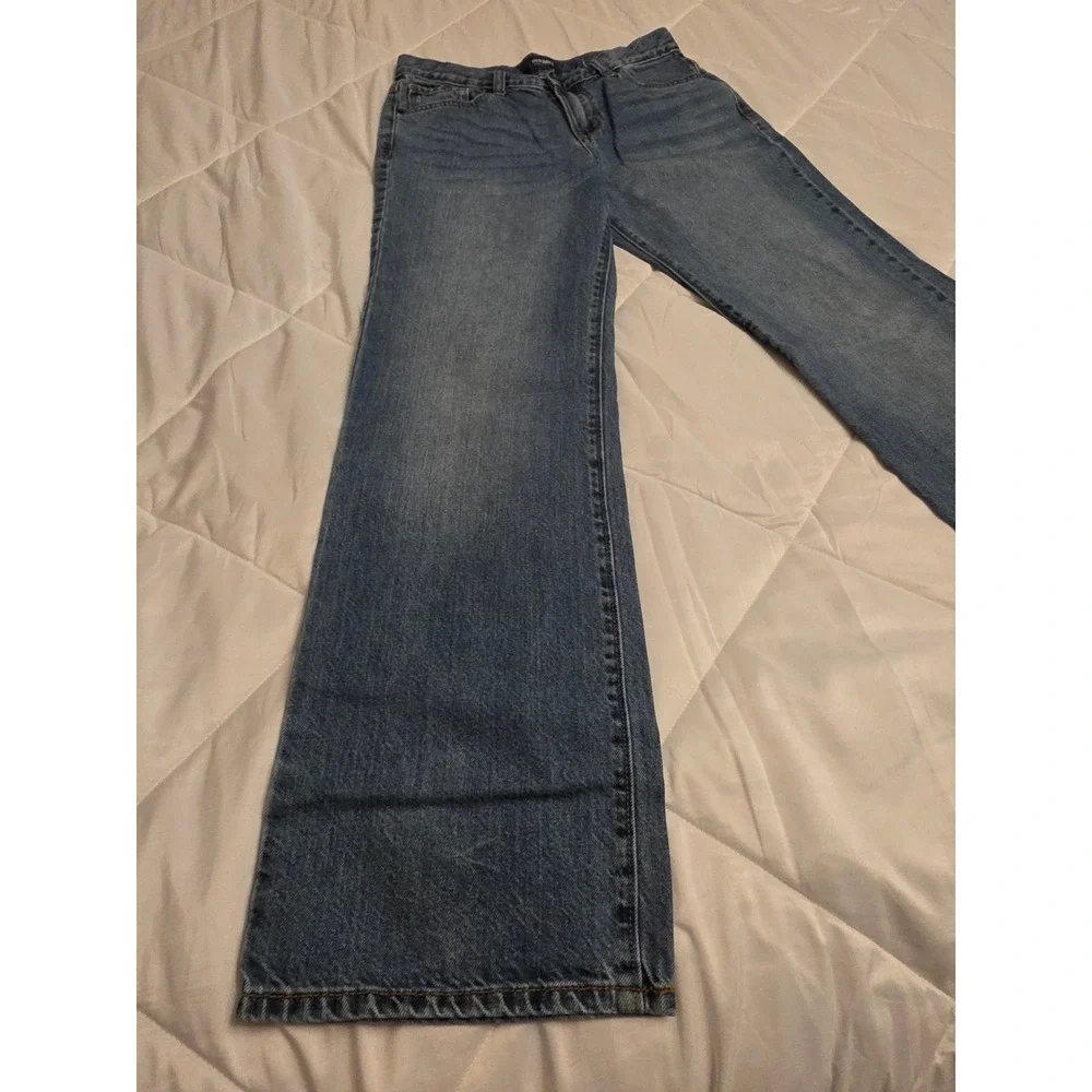 Old Navy Boys Loose Straight Leg Jeans Medium Wash Blue Sz 14 Regular Adjustable